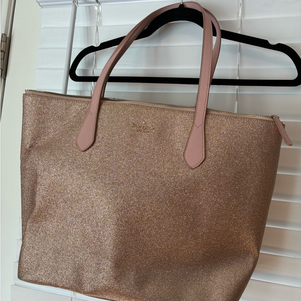 Kate Spade Rose gold  Tote Bag with Glitter Finish